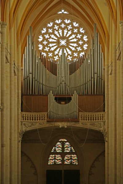 West rose window and organ by French School